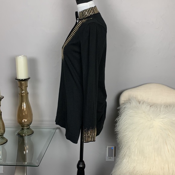 Boston Proper Gold Studs Embellished Black Tunic Top - Picture 3 of 8